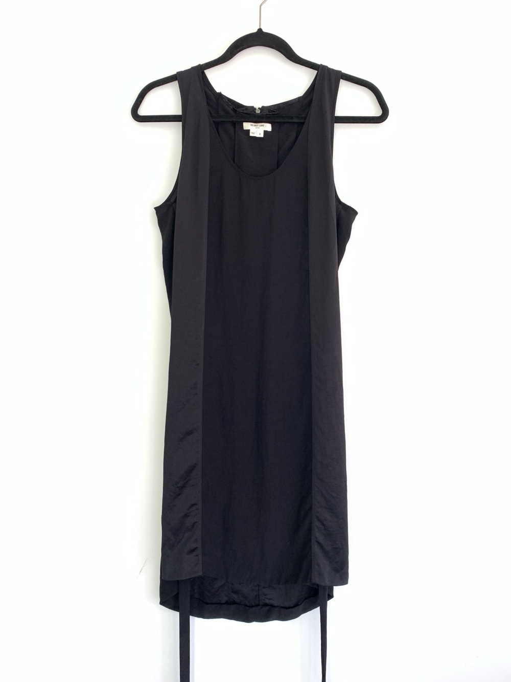 Helmut Lang Sleeveless Wrinkled Satin Wrapped Belt Dress Minimalist Mixed Media